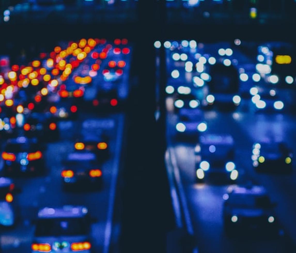 Busy roads at night